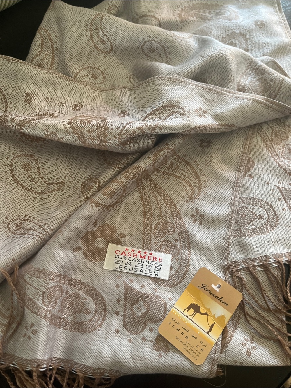 Paisley Shawl - Beige/Tan cashmere